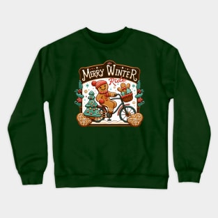 Merry Winter Ride - Gingerbread cookie riding a bike Crewneck Sweatshirt